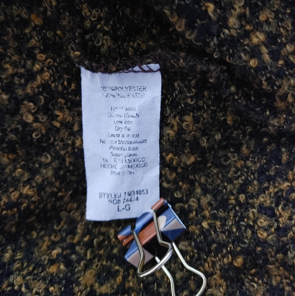 Women's V Neck Crop Cardigan Long Sleeve Black Brown Size Large - Picture 6 of 6